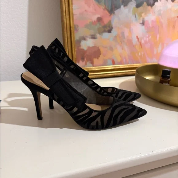 SOLD - Elegant Black Zebra Print Heels - Picture 5 of 5